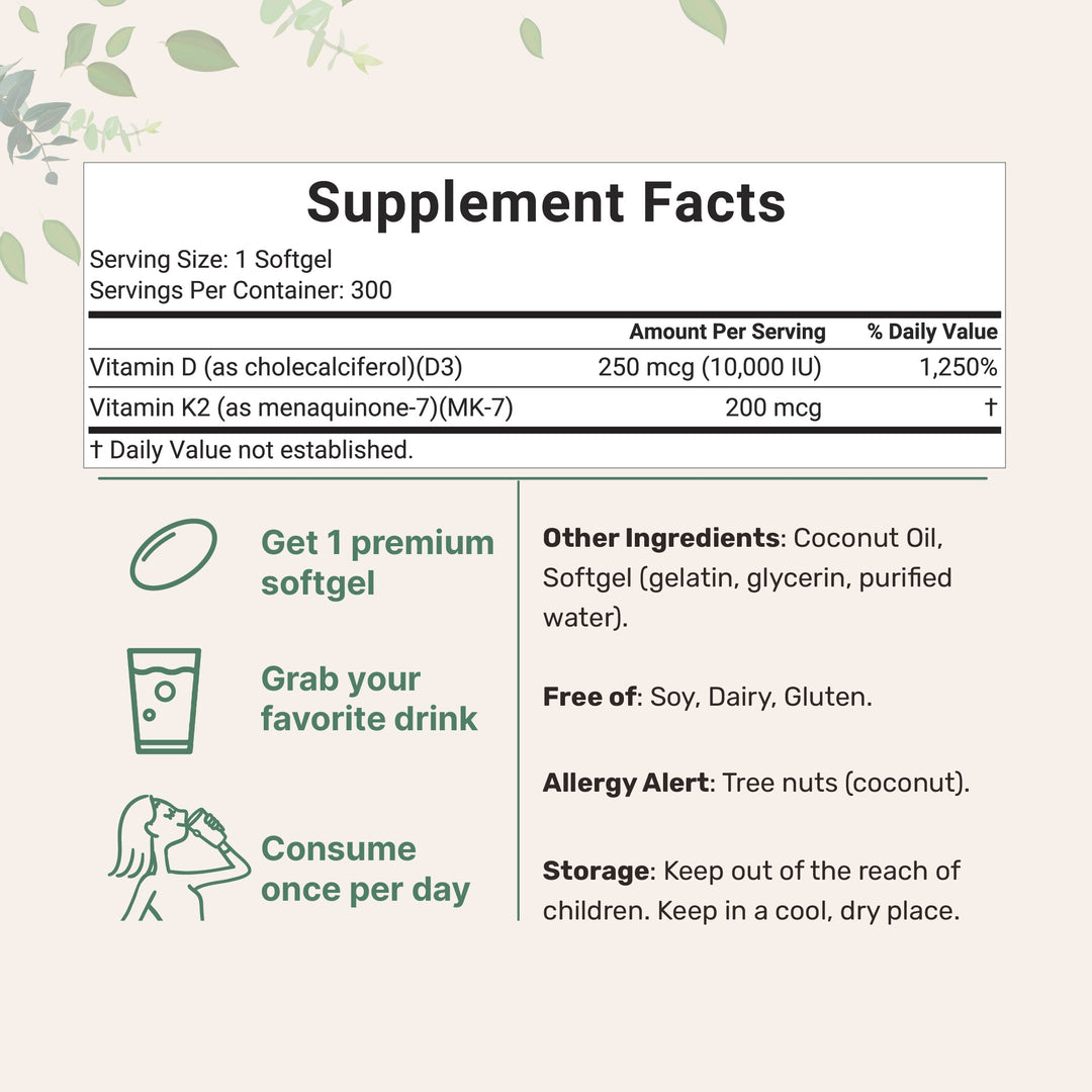 Vitamin D3 & K2 - 180 Softgels
