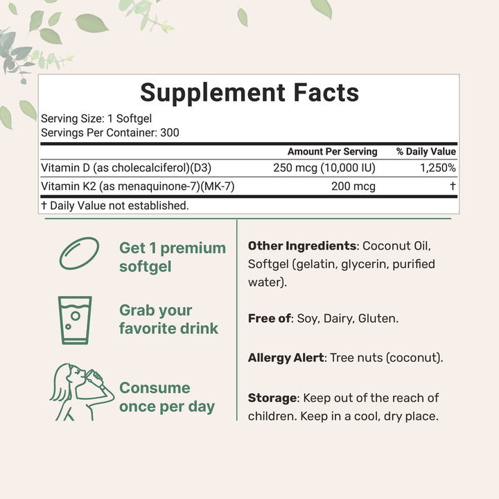 Vitamin D3 & K2 - 180 Softgels