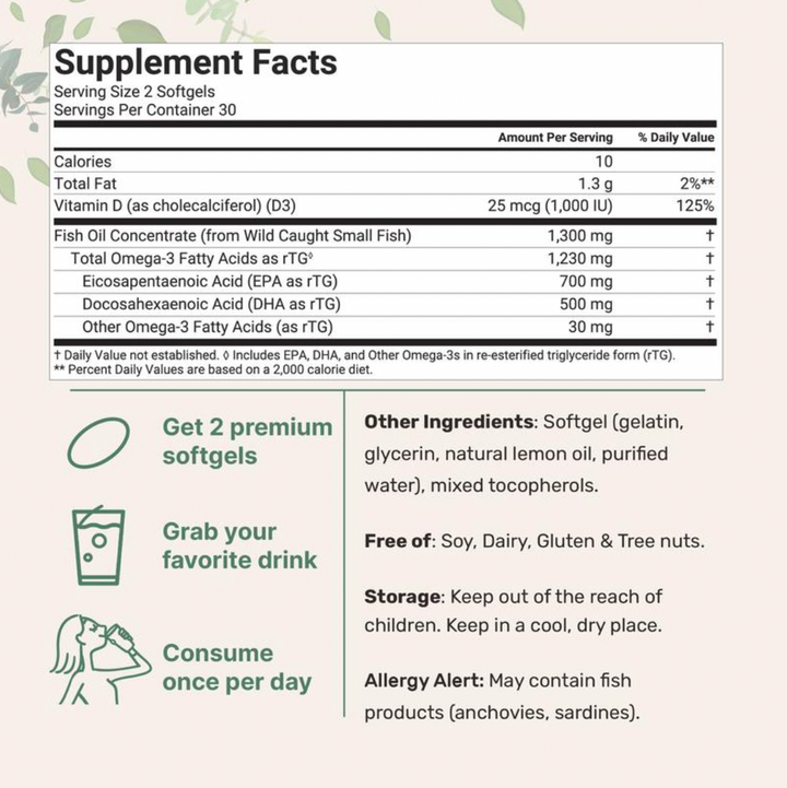 Supreme Omega-3 Fish Oil w/Ultra High EPA & DHA x 120 Softgels