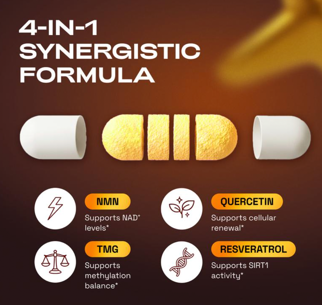 NMN NAD+ Support – 4-in-1 Longevity Formula