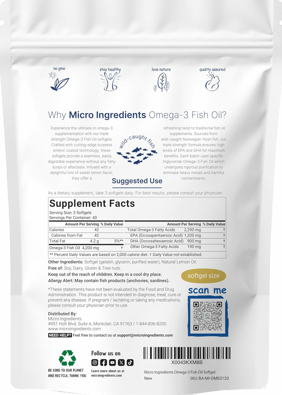 Supreme Omega-3 Fish Oil w/Ultra High EPA & DHA x 120 Softgels